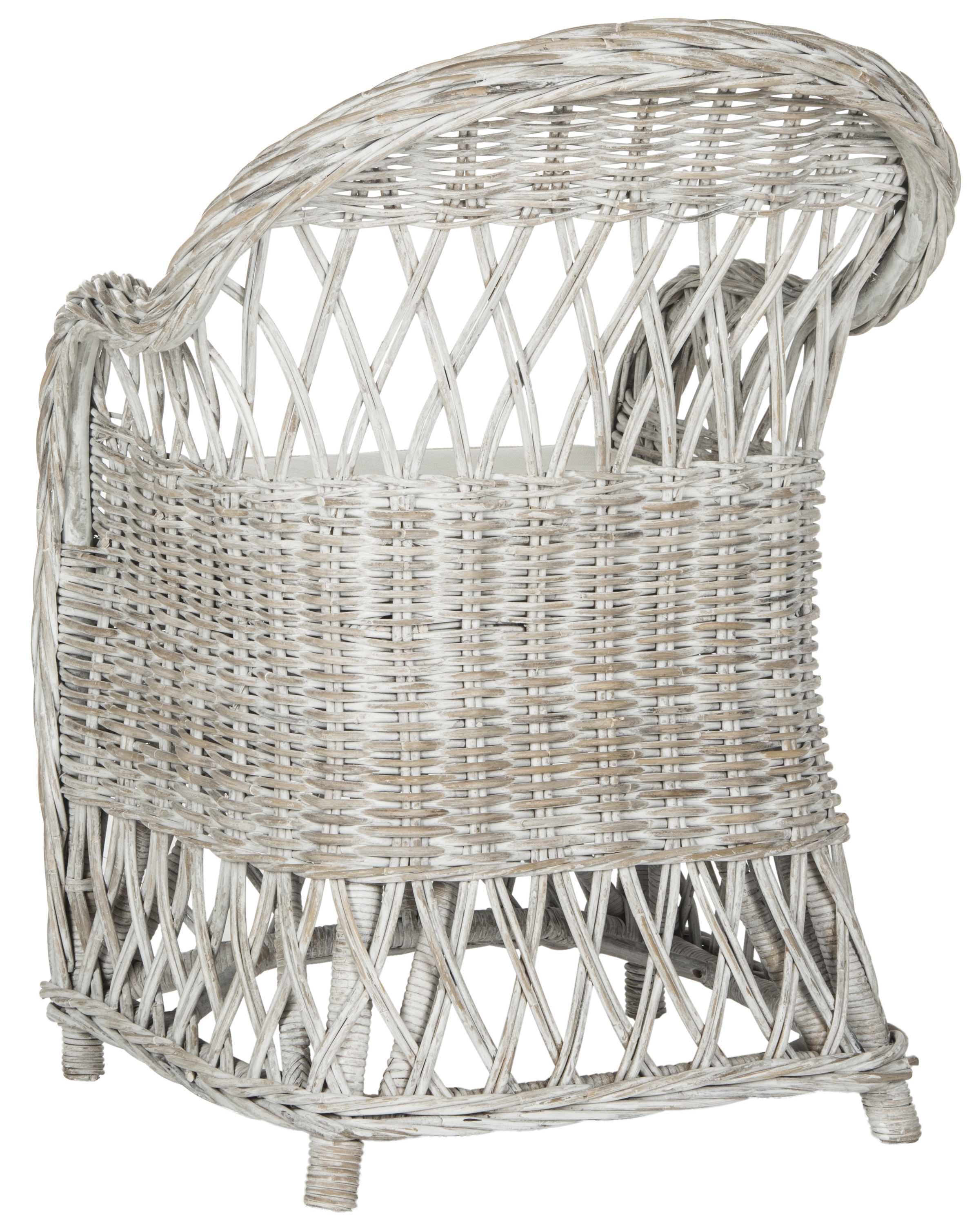 Inez Wicker Club Chair - White Wash - Safavieh - Image 3