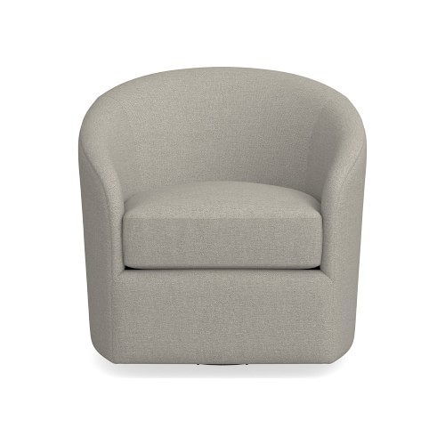 Montclair Swivel Armchair, Standard Cushion, Perennials Performance Canvas, Taupe, Ebony Leg - Image 0