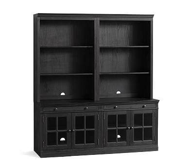 Livingston Bookcase with Glass Cabinets, Dusty Charcoal, 70"L x 81"H - Image 0