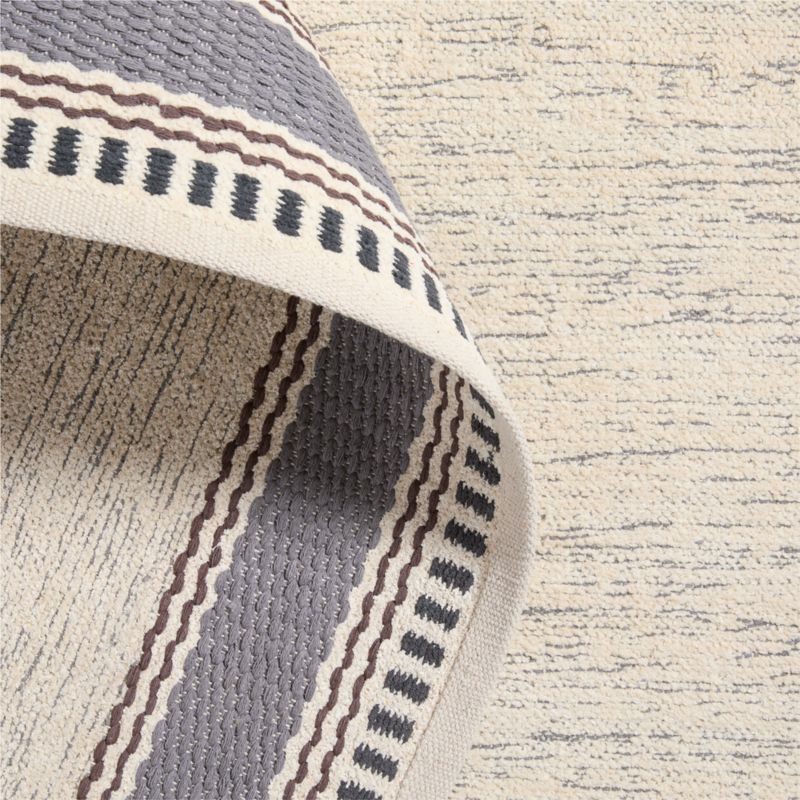 Border Stripe Slate Blue Chenille Kids Area Rug 6'x9' - Image 1