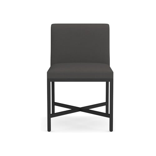 Navarro Dining Side Chair, Standard Chair, Performance Linen Blend, Graphite, Bronze - Image 0