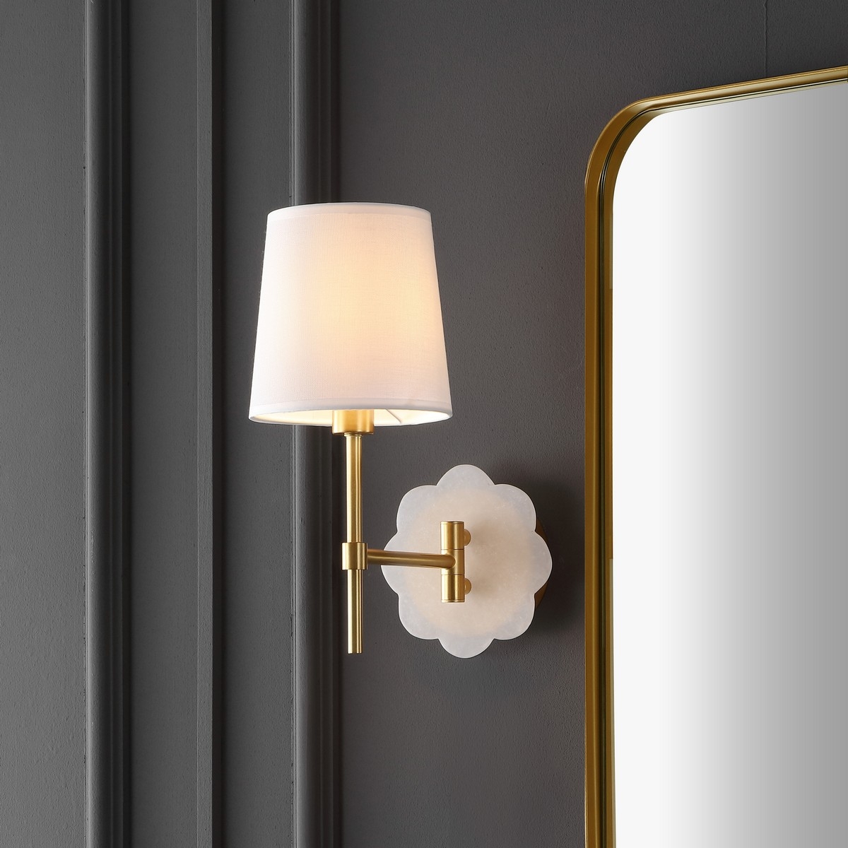 Lyssine 11.5" Wall Sconce - Brass/White - Image 2