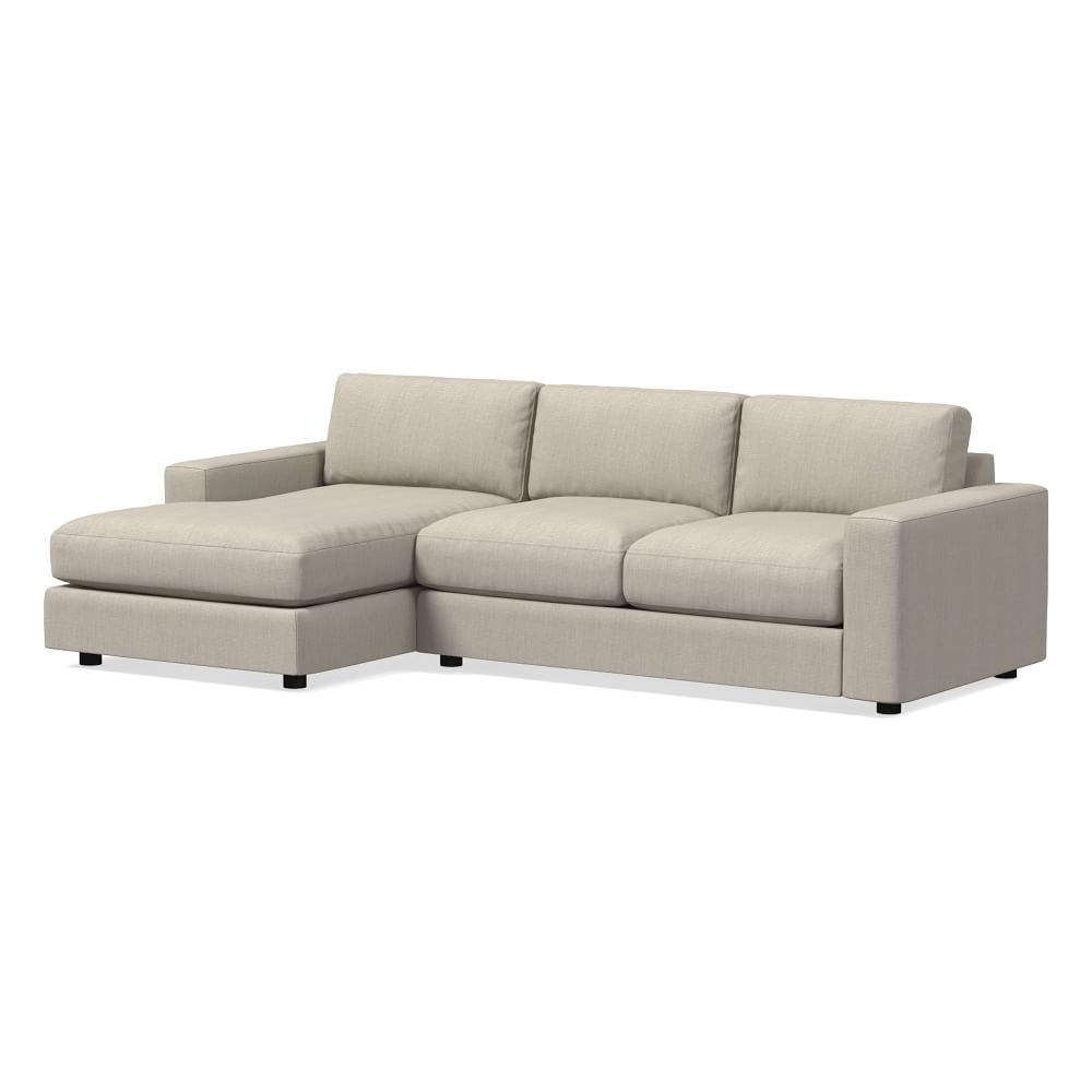 Urban 106" Left 2-Piece Chaise Sectional, Basket Slub, Dove, Poly-Fill - Image 0