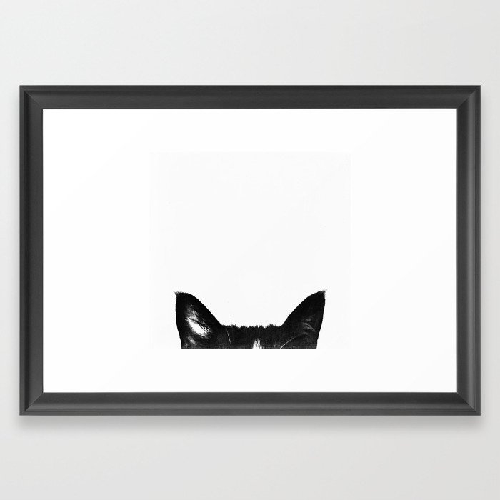 Cat - Catitude - Minimal Adorable Cats Ears - Typography - Animal Photography By Ingrid Beddoes Framed Art Print by Ingrid Beddoes Photography - Scoop Black - Small 13" x 19"-15x21 - Image 0