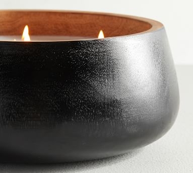 Modern Wood Scented Candles - Linen Cashmere, Black, Large - Image 1