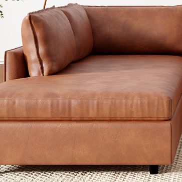 Easton 115" Right 2-Piece Bumper Chaise Sectional, Sierra Leather, Licorice - Image 1