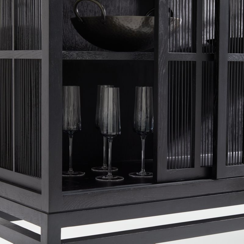 Highland Black Storage Cabinet with Sliding Doors - Image 3