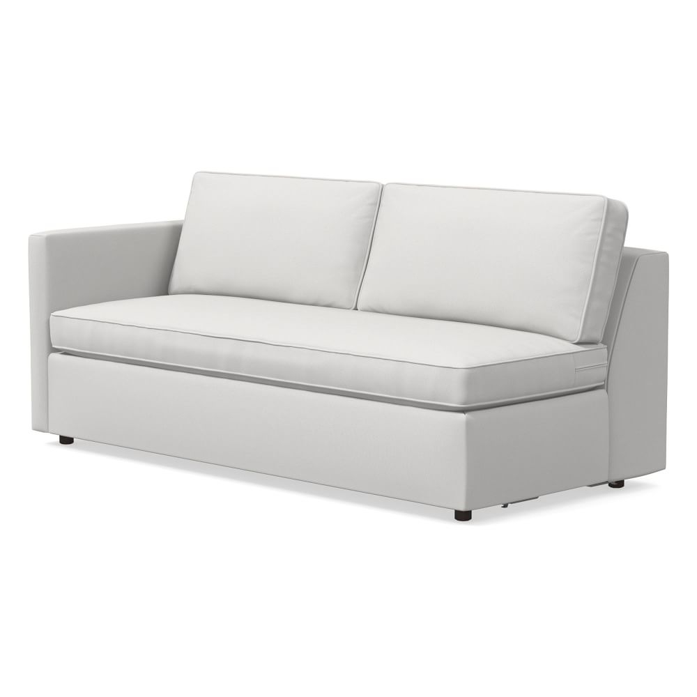 Harris Petite Left Arm 75" Sofa Bench, Poly, Performance Washed Canvas, White, Concealed Supports - Image 0