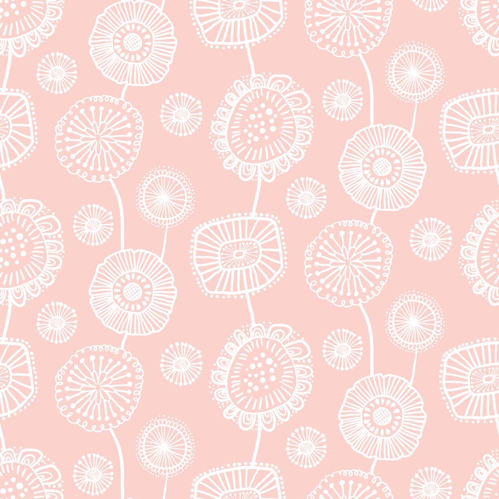 Doodle Floral In Pink Couch Throw Pillow by Becky Bailey - Cover (24" x 24") with pillow insert - Indoor Pillow - Image 1