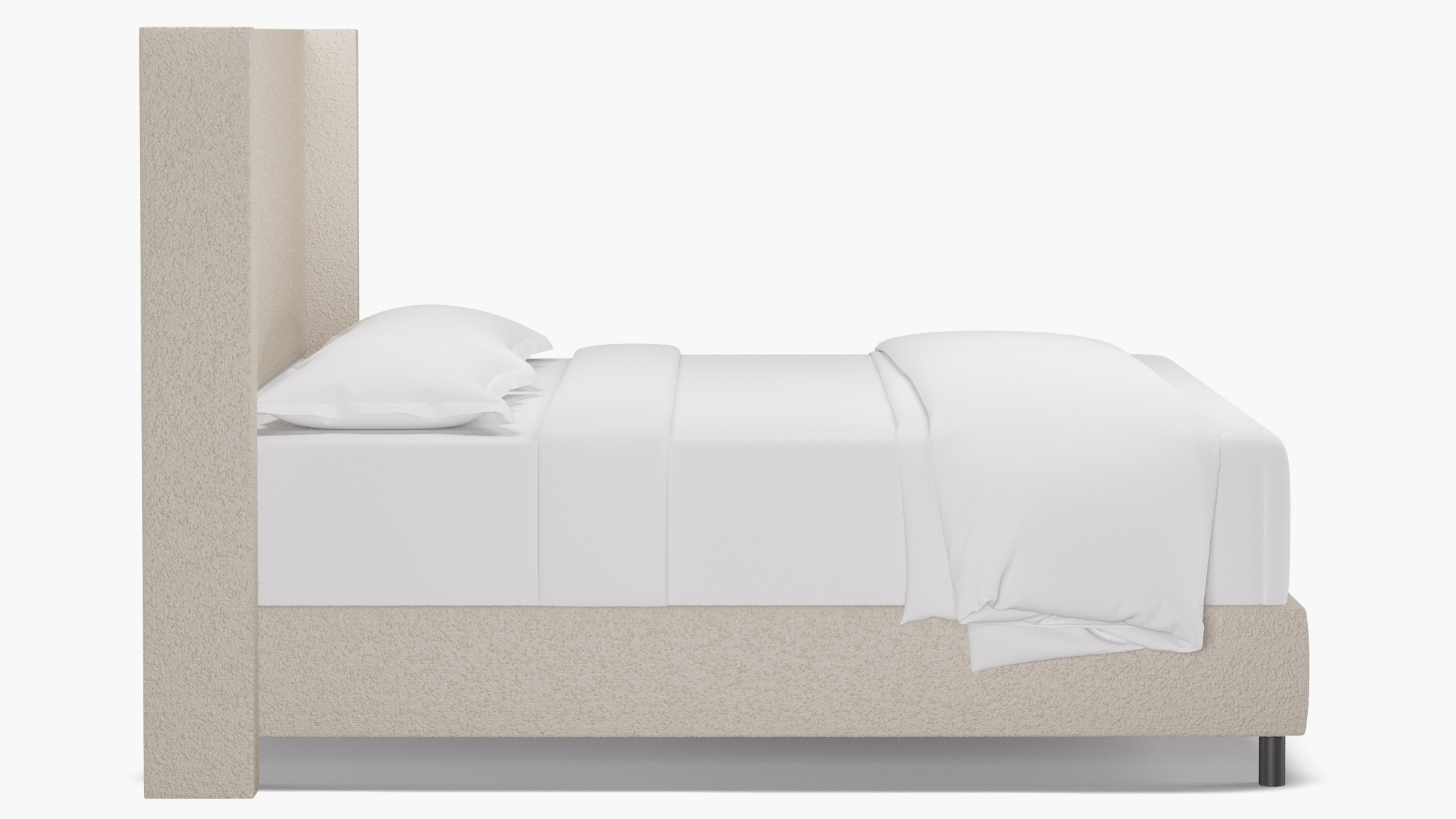 Modern Wingback Bed, Snow Bouclé, King - Image 2