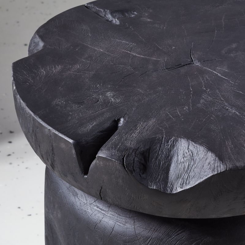 Black Teak Wood Bathroom Stool - Image 2