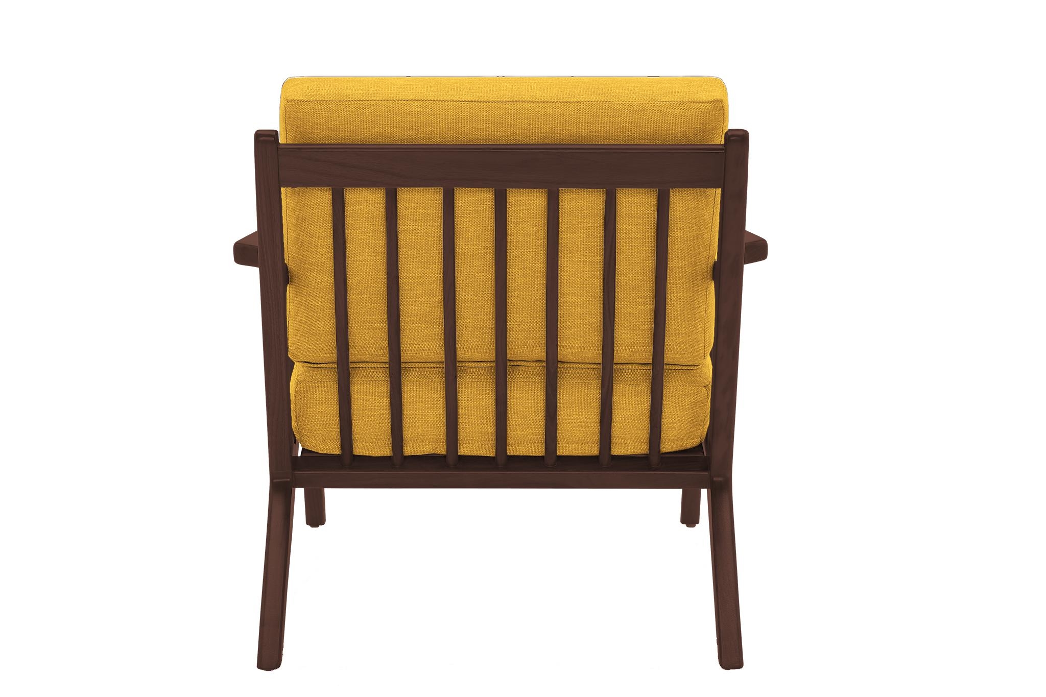Yellow Soto Mid Century Modern Apartment Chair - Bentley Daisey - Walnut - Image 4