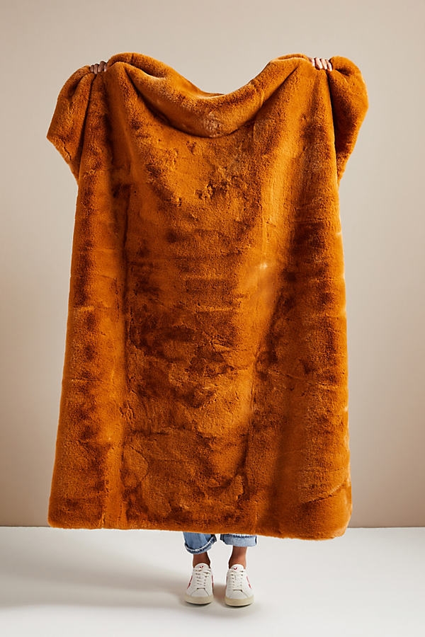 Hibernal Faux Fur Throw Blanket By Anthropologie in Brown - Image 0