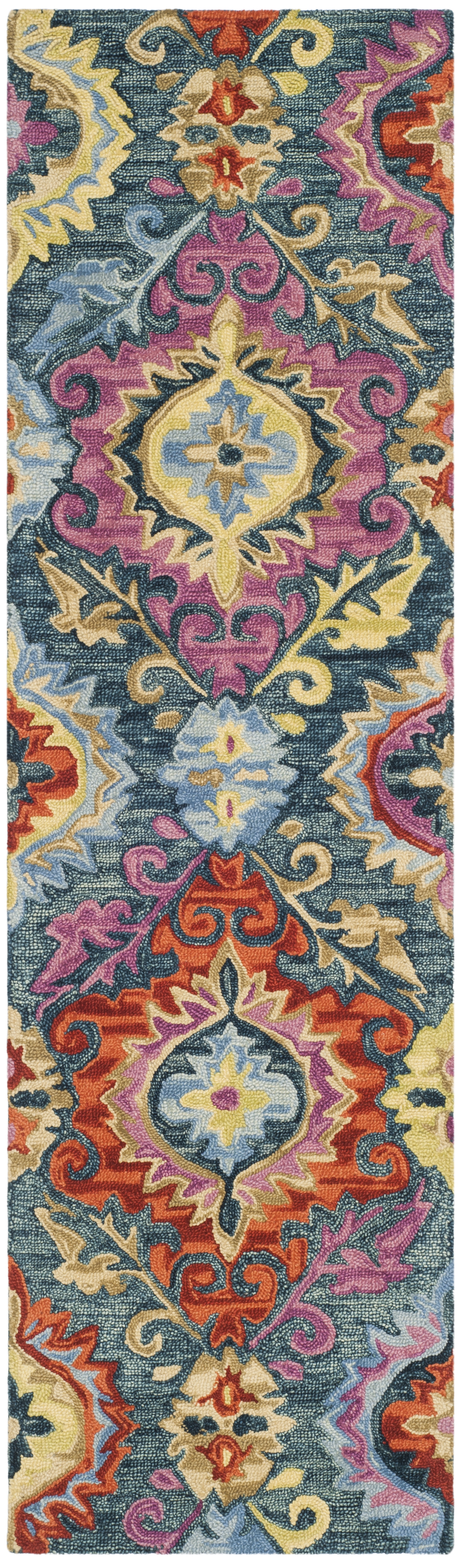 Arlo Home Hand Hooked Area Rug, SZN376A, Blue/Multi,  2' 3" X 8' - Image 0