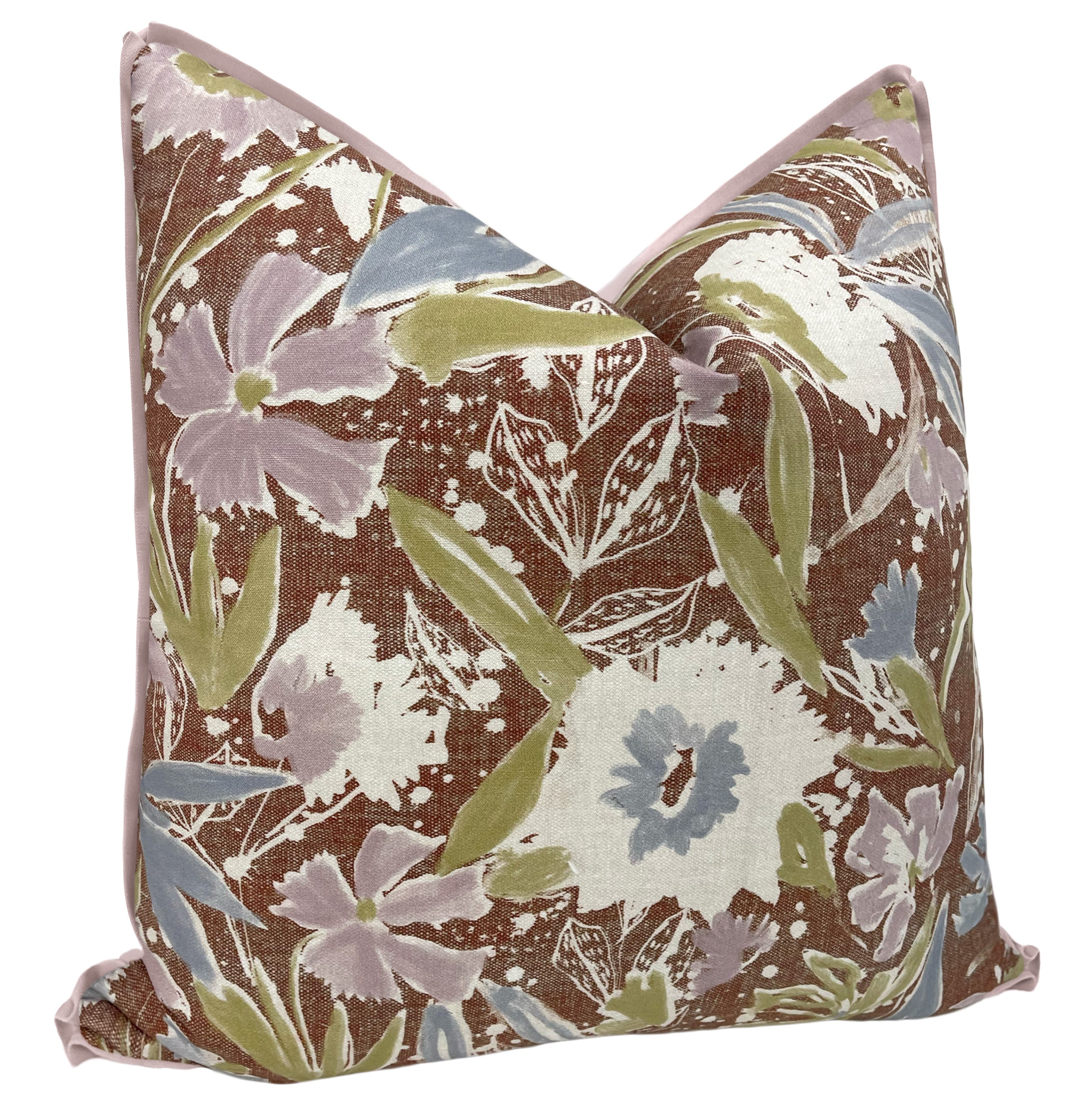 MARTHA // UMBER | LULIE WALLACE - 20” X 26” STANDARD SHAM / BUTTERFLY FLANGE / Powder Blue - Image 1