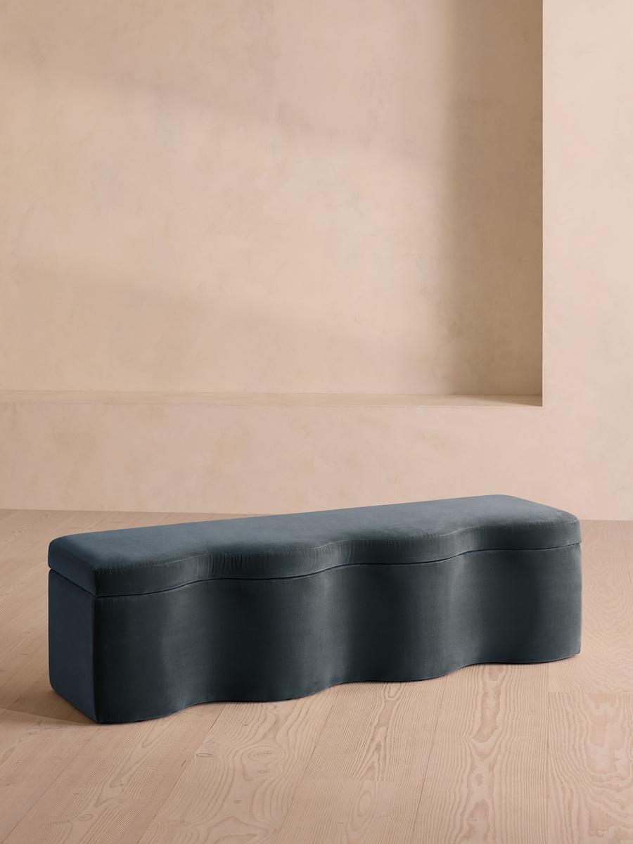 Eli Storage Bench, Grey Blue Velvet, US - Image 0