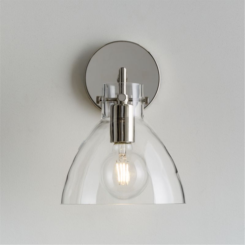 Dakota Chrome Sconce Light with Small Clear Glass Dome - Image 1