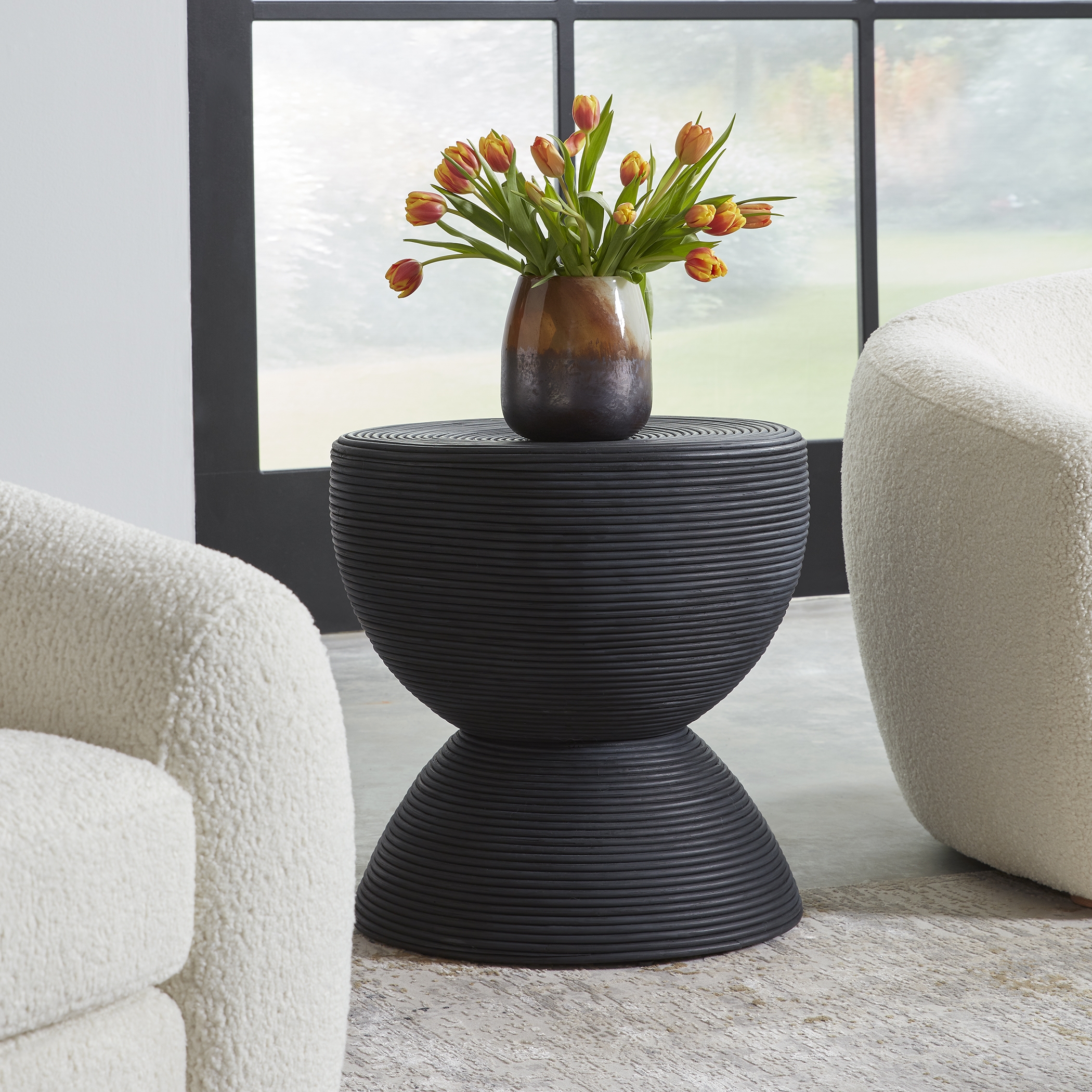 Bongo Black Rattan Side Table - Image 3