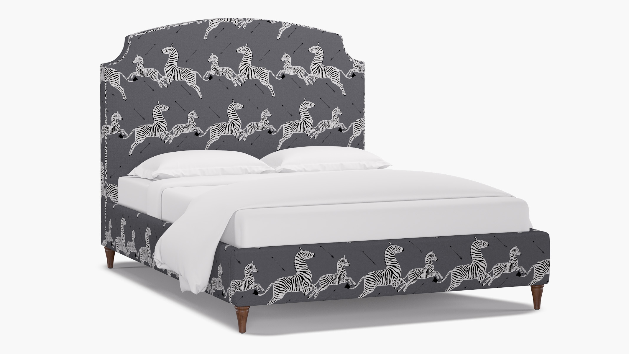 Cove Bed, Slate Zebra, Walnut Decorative Tapered Leg, Queen - Image 1