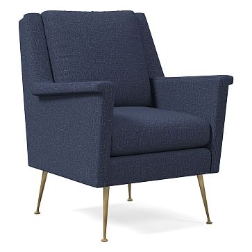 Carlo Midcentury Chair, Poly, Deco Weave, Midnight, Brass - Image 0