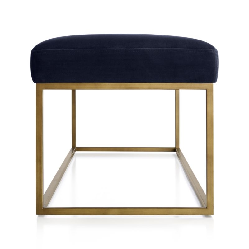 Channel Navy Velvet Bench with Brass Base - Image 3
