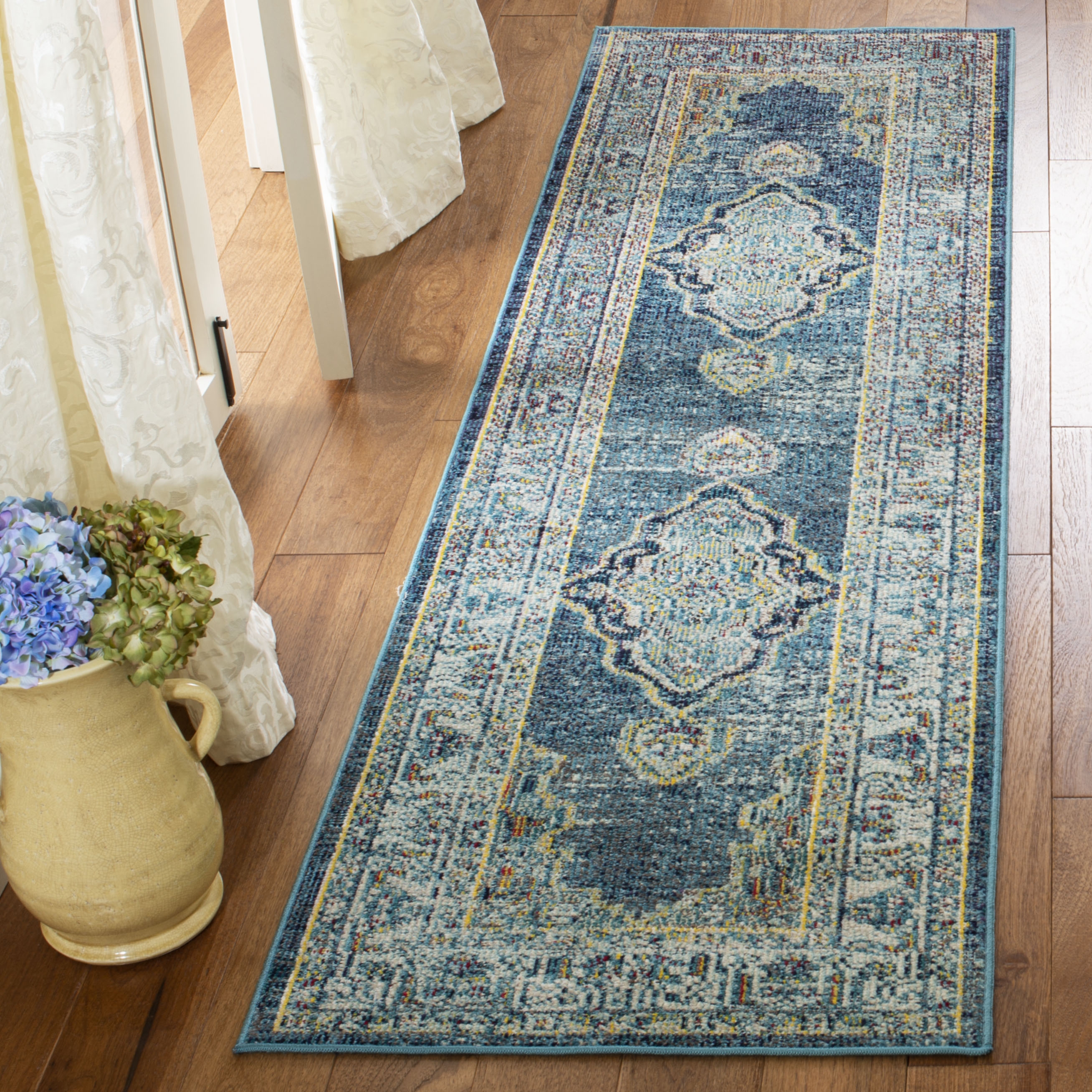 Arlo Home Woven Area Rug, CRS500M, Blue/Yellow,  2' 2" X 7' - Image 1