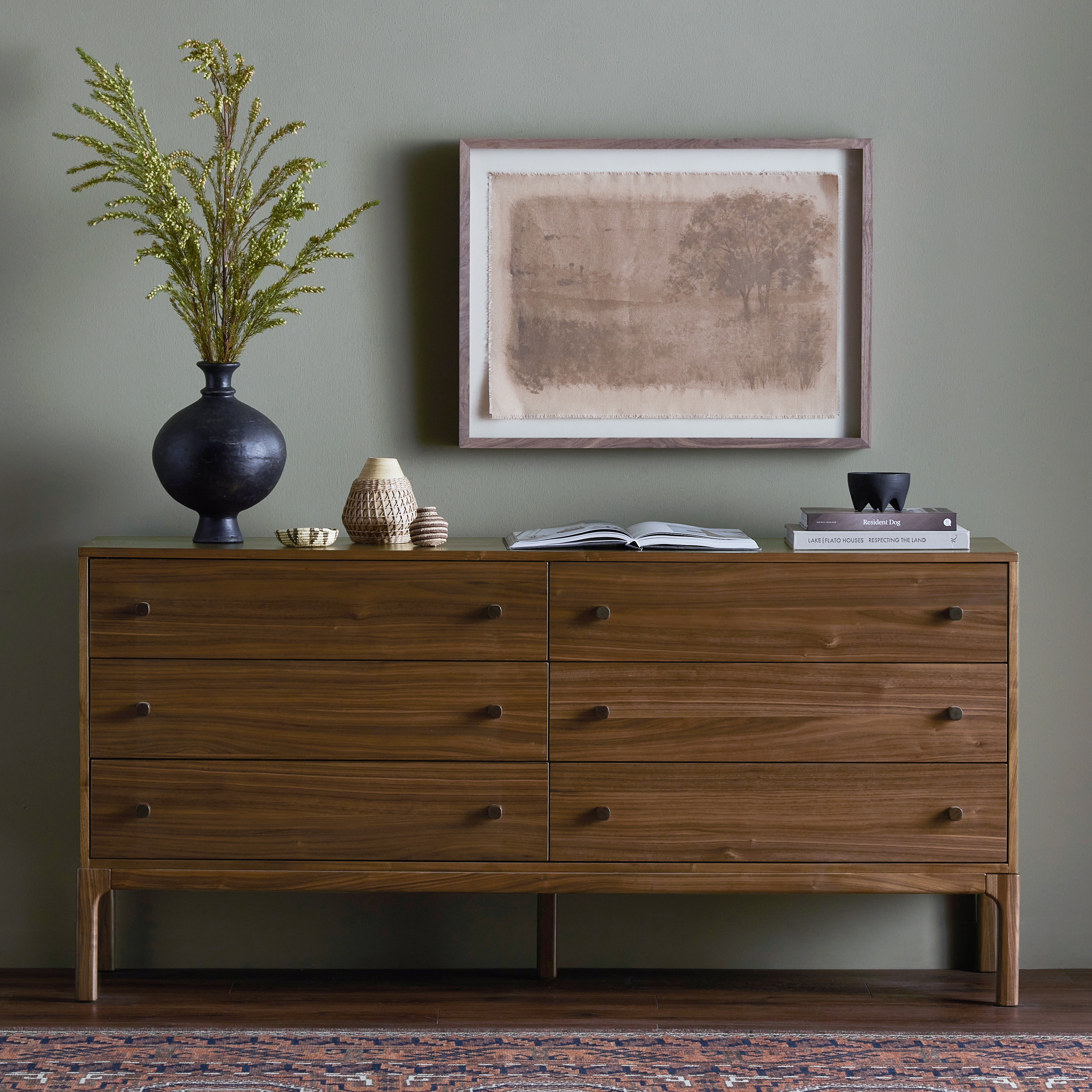 Arturo 6 Drawer Dresser-Natural Walnut - Image 1