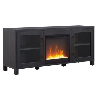 Marzetta Charcoal Gray Tv Stand With Crystal Fireplace Insert - Image 0