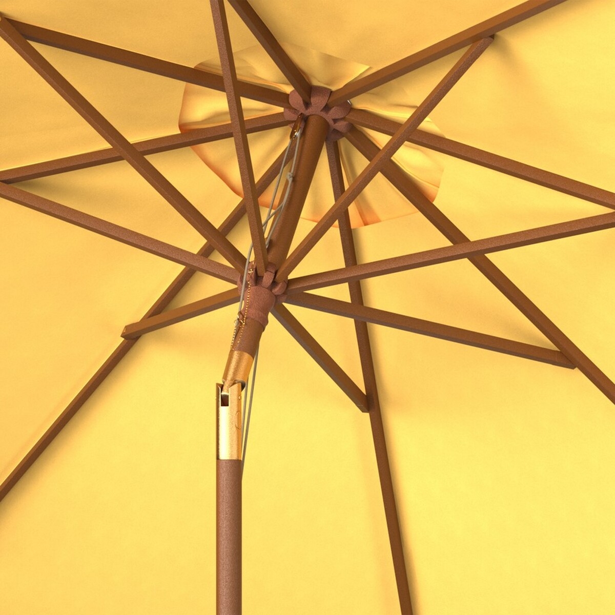 Bethany 9Ft Wooden Umbrella - Yellow - Safavieh - Image 2