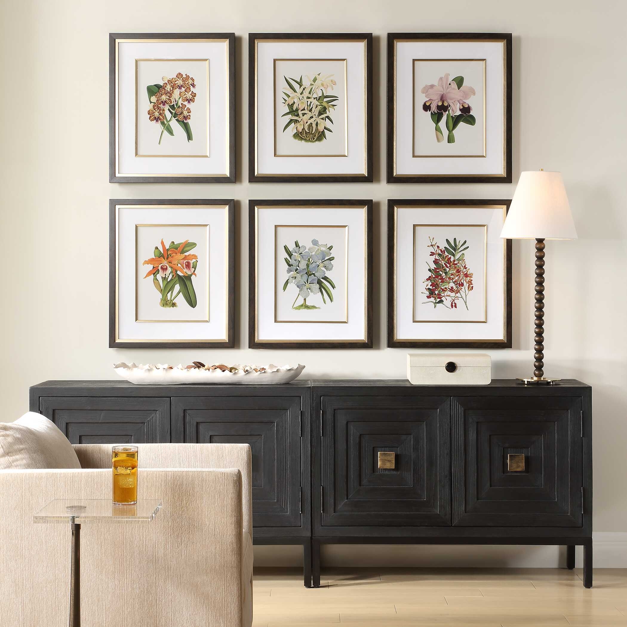 Orchid Botanical Framed Prints Set/6 - Image 1