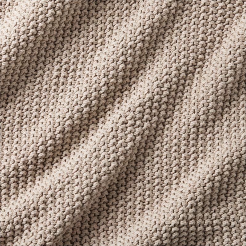 Organic Cotton 80"x80" Sand Beige Chunky Hand-Knit Bed Throw Blanket - Image 8