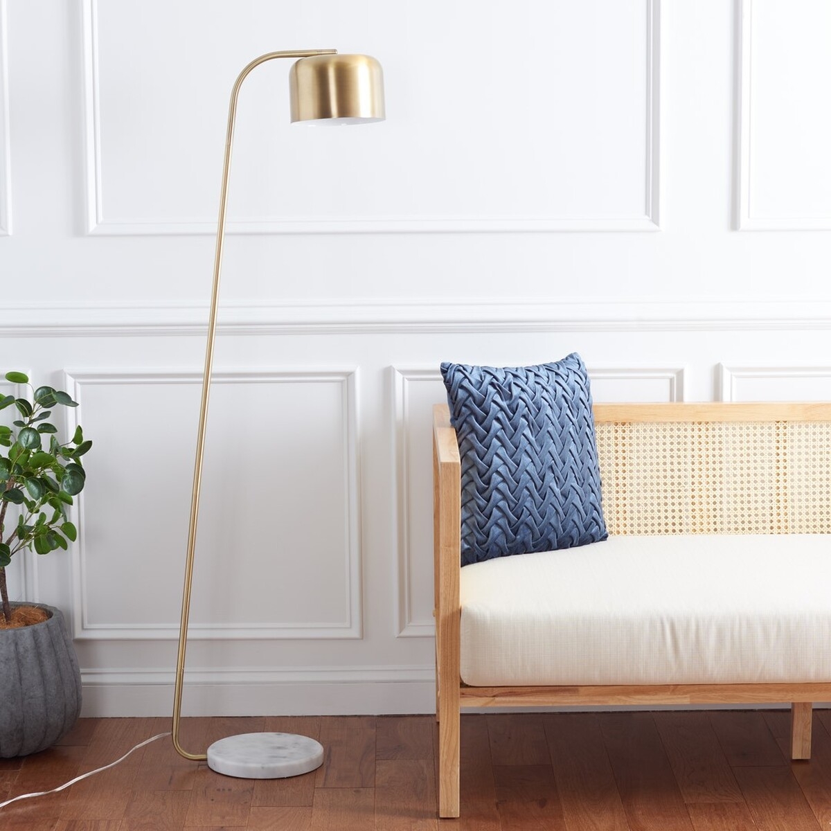 Foley 59" Floor Lamp - Gold/White Marble - Image 2