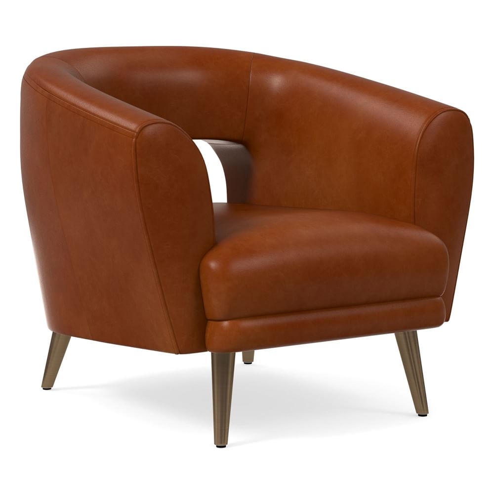 Millie Chair, Poly, Saddle Leather, Nut, Oil Rubbed Bronze - Image 0