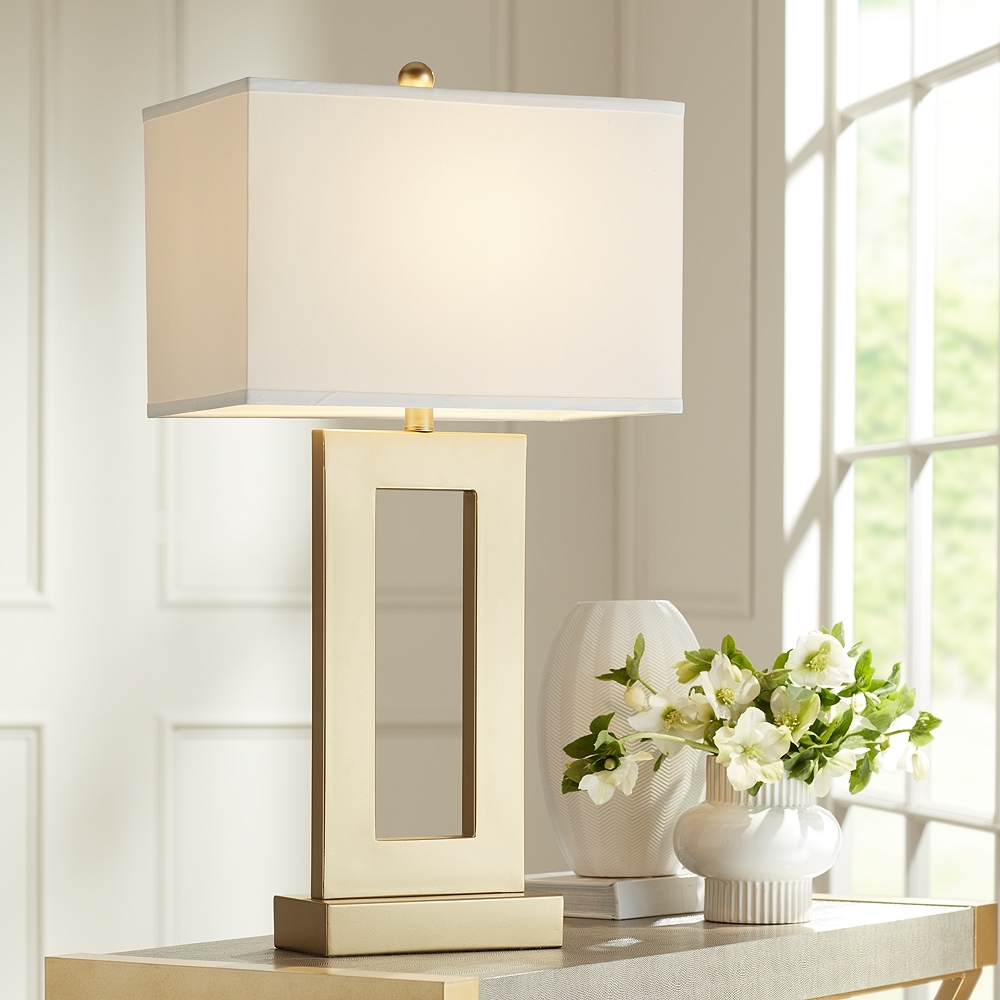 Marshall Modern Square Table Lamp, Gold - Image 1