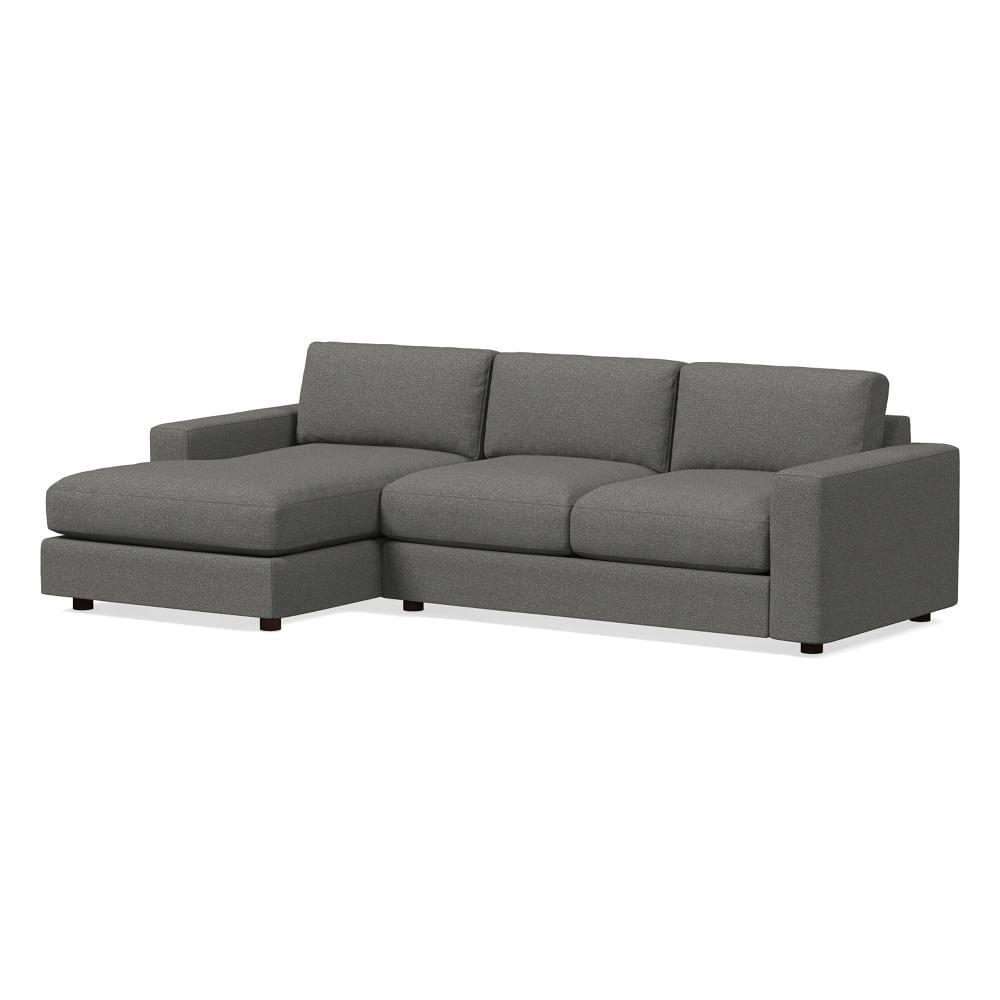 Urban 116" Left 2-Piece Chaise Sectional, Chenille Tweed, Pewter, Poly-Fill - Image 0