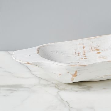 Distressed Dough Bowl, Small, White - Image 1