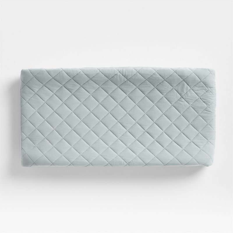 Baby's First Blue Organic Cotton Heathered Jersey Baby Changing Pad Cover - Image 1
