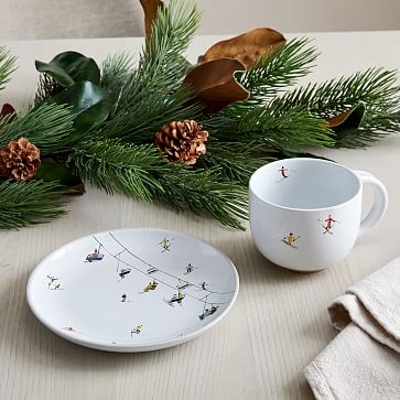 Holiday Skiers Dinnerware, Salad Plate, Stoneware, Holiday Wonderland, Each - Image 2