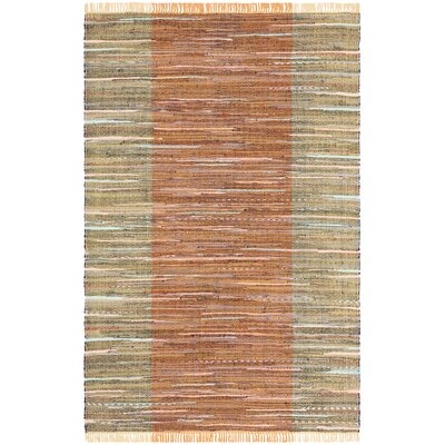 Striped Handmade Flatweave Cotton Orange/Light Gray Area Rug - Image 0