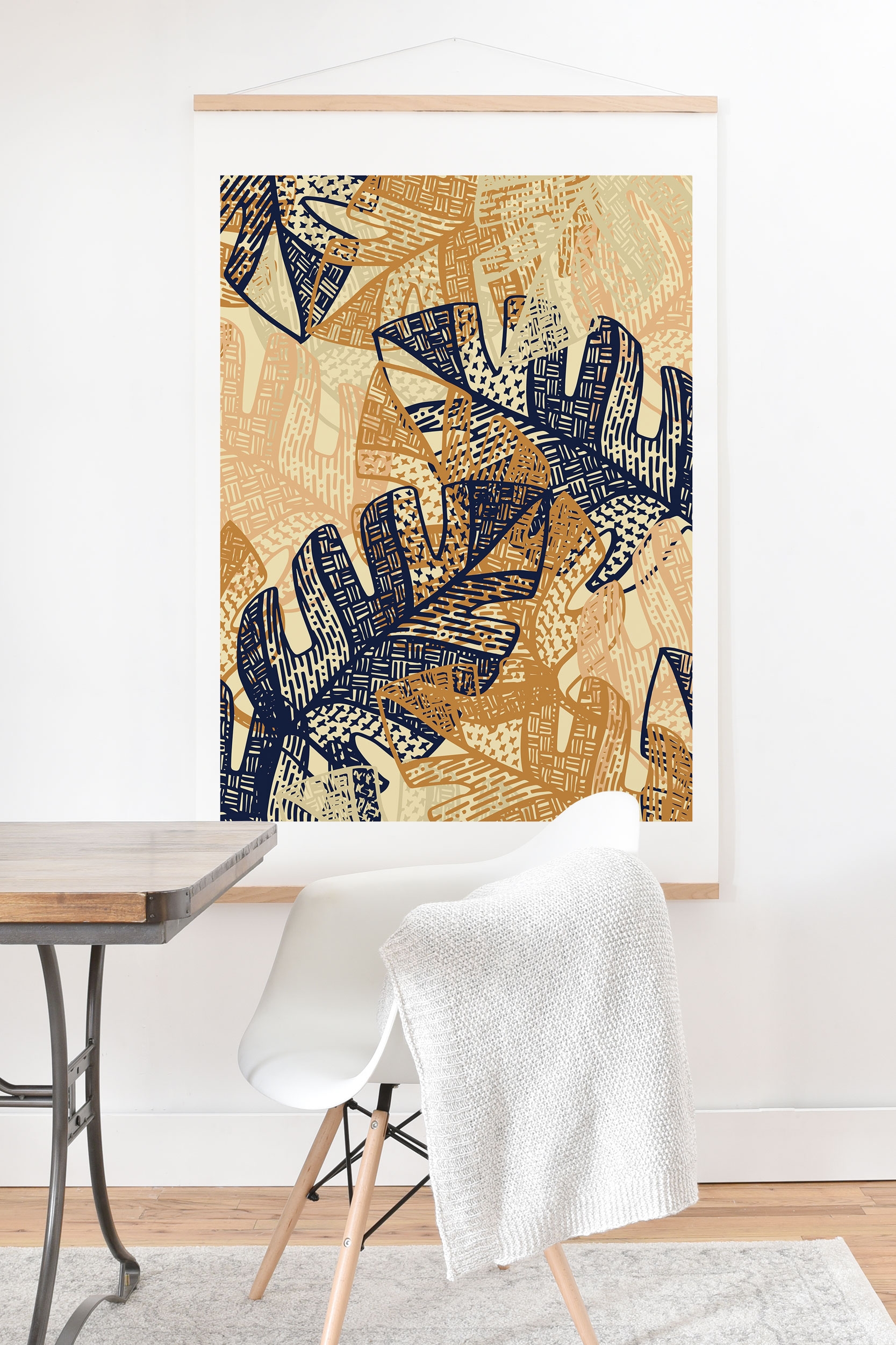 Jungle Tangle Navy Blush Gold by Urban Wild Studio - Art Print 18" x 24" (Printed area 16x20) - Image 0