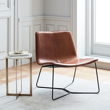 Slope Leather Lounge Chair, Saddle Leather, Nut, Charcoal, UPS - Image 1