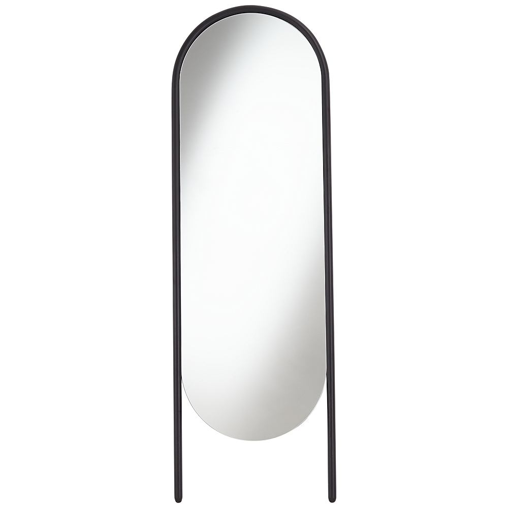 Marwan 22" Wide Black Oval Floor Mirror - Style # 70T33 - Image 0