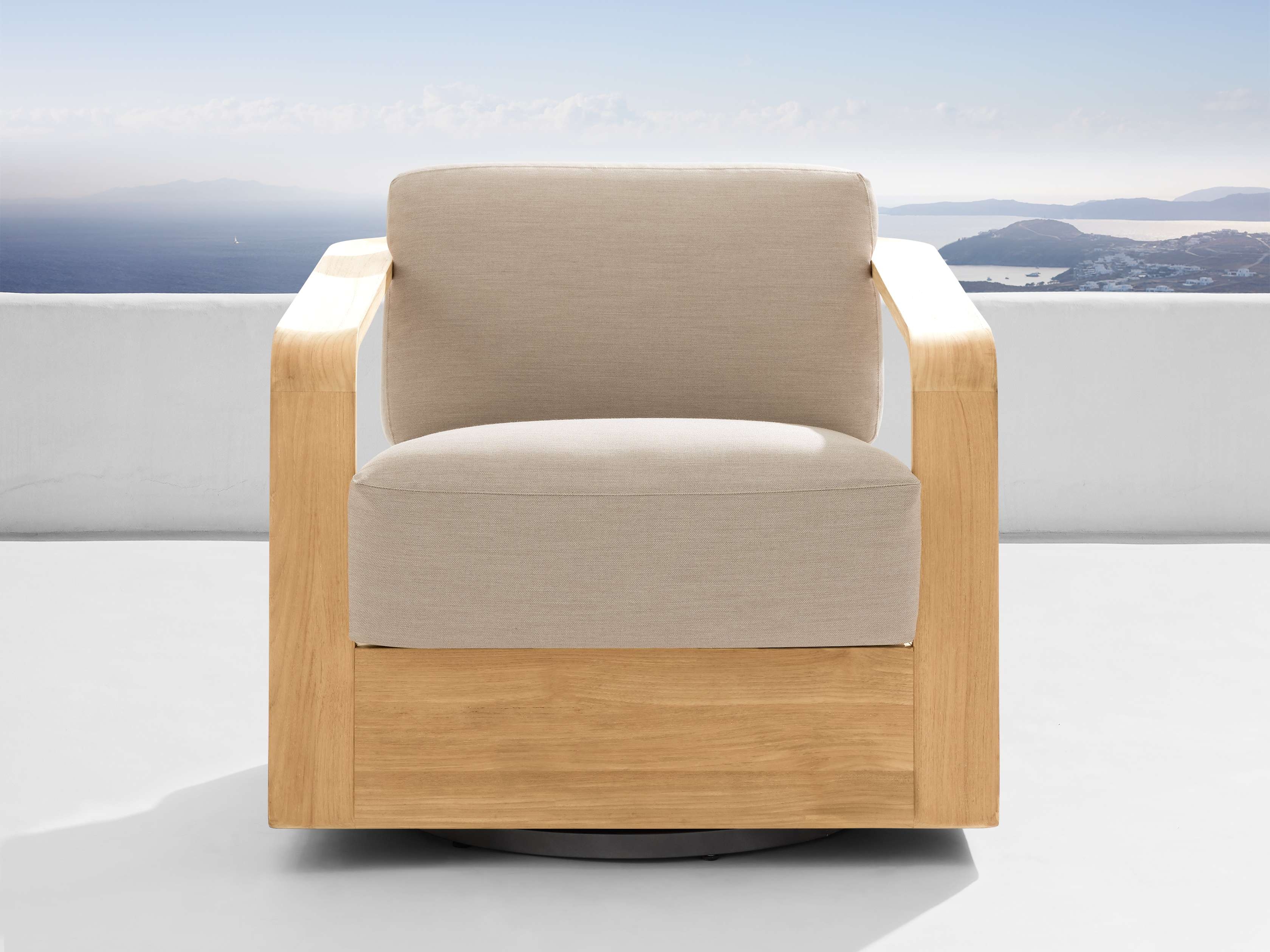 Sonoma Outdoor Swivel Chair Teak in Natural  Rosemount Taupe - Image 0