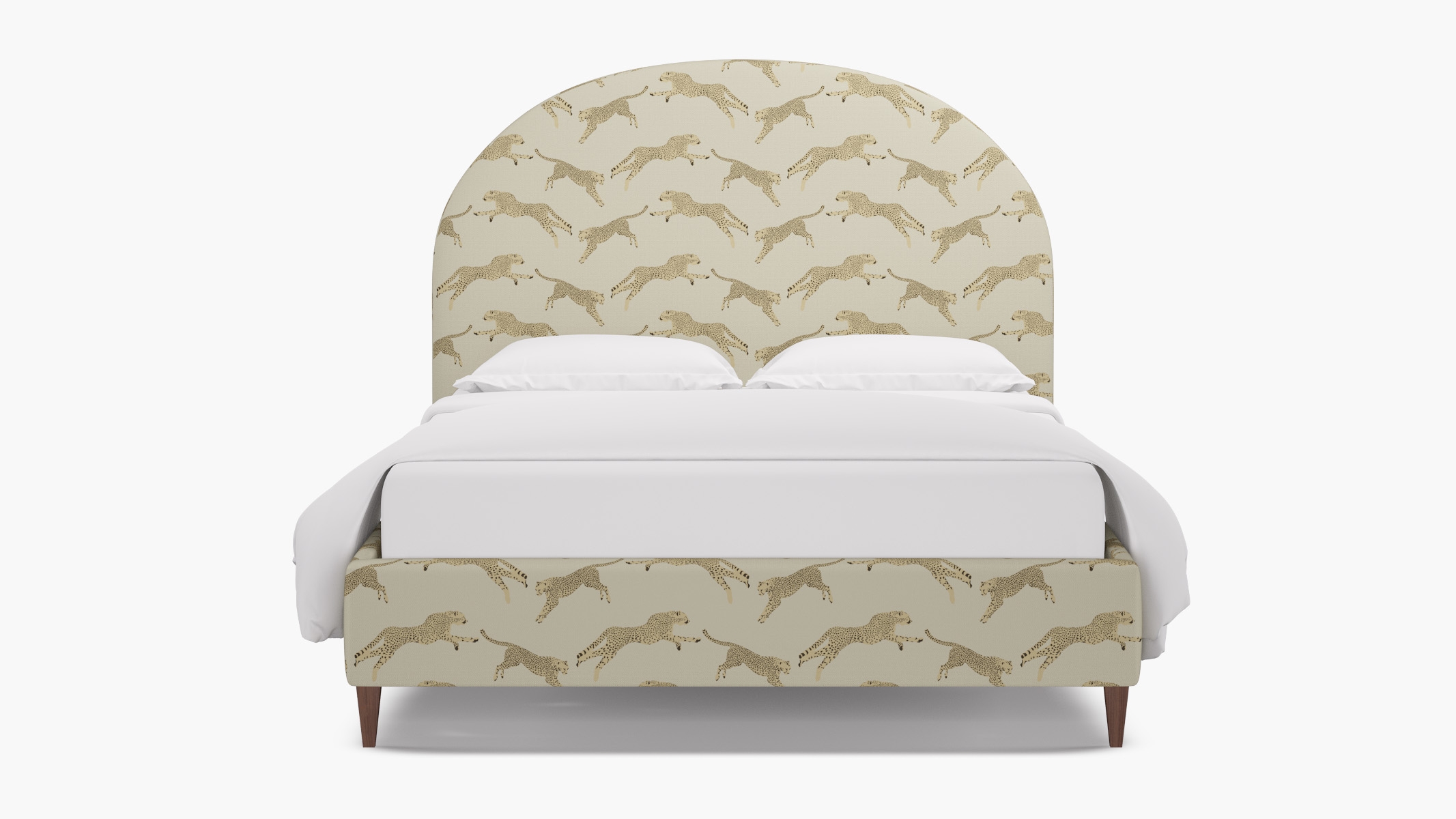 Demilune Bed, Desert Cheetah, Walnut Square Tapered Leg, Twin - Image 0