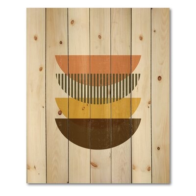 Abstract Geometric Half Moons In Earth Tones - Modern Print On Natural Pine Wood - Image 0
