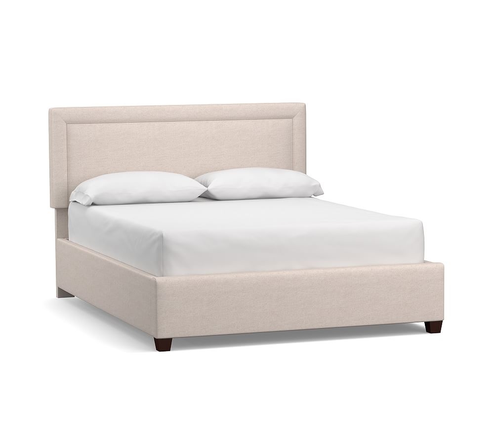 Elliot Square Upholstered Bed, King, Park Weave Oatmeal - Image 0