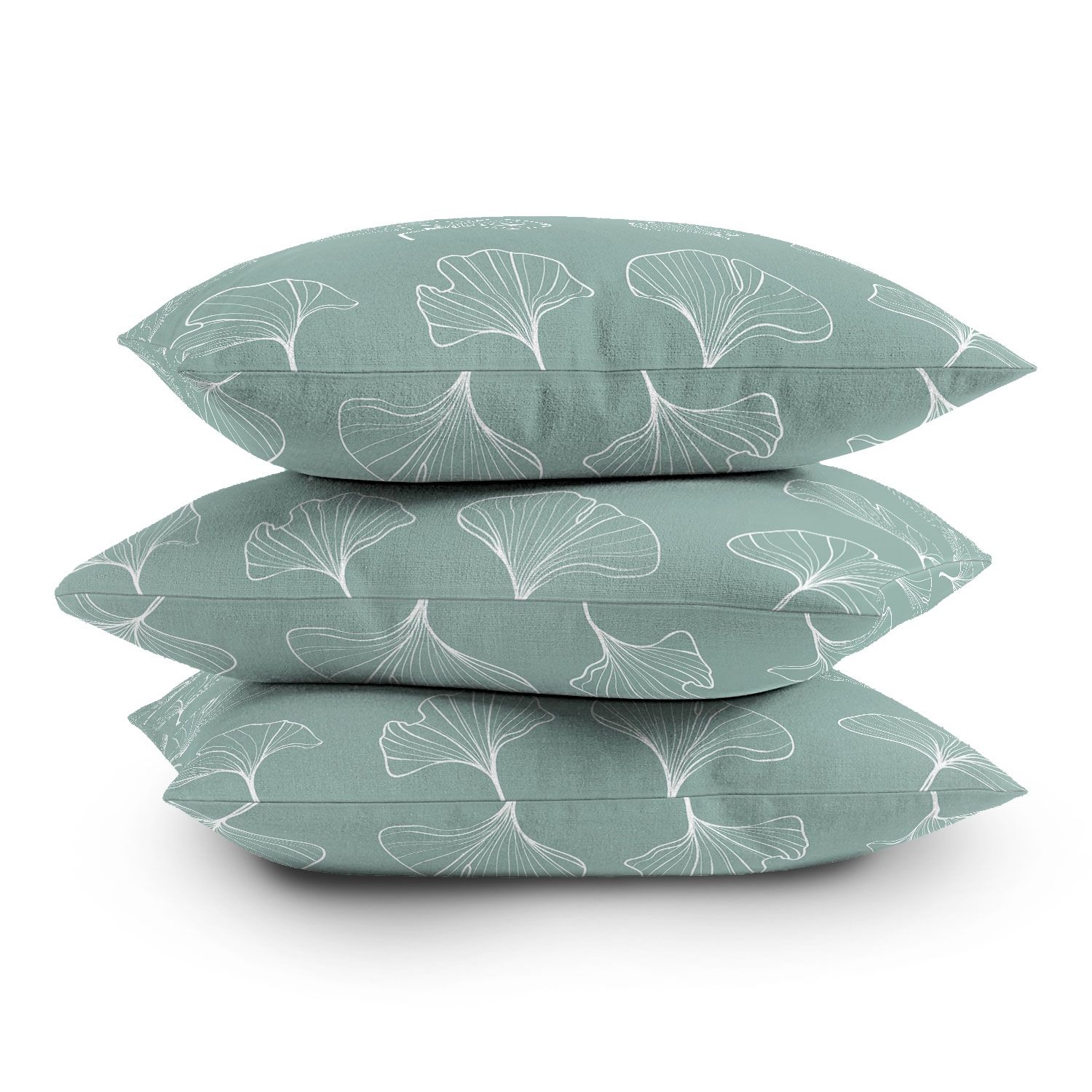 Teal Ginkgo Leaves by Kelly Haines - Outdoor Throw Pillow 18" x 18" - Image 1