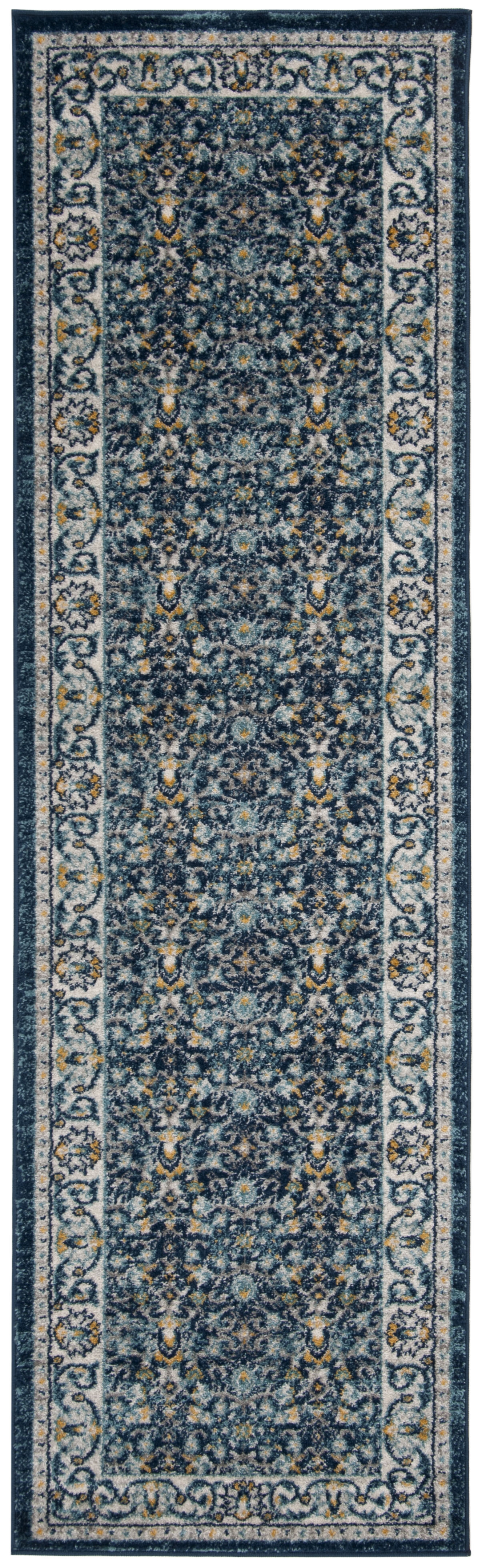Arlo Home Woven Area Rug, MAD151D, Navy/Cream,  2' 3" X 8' - Image 0