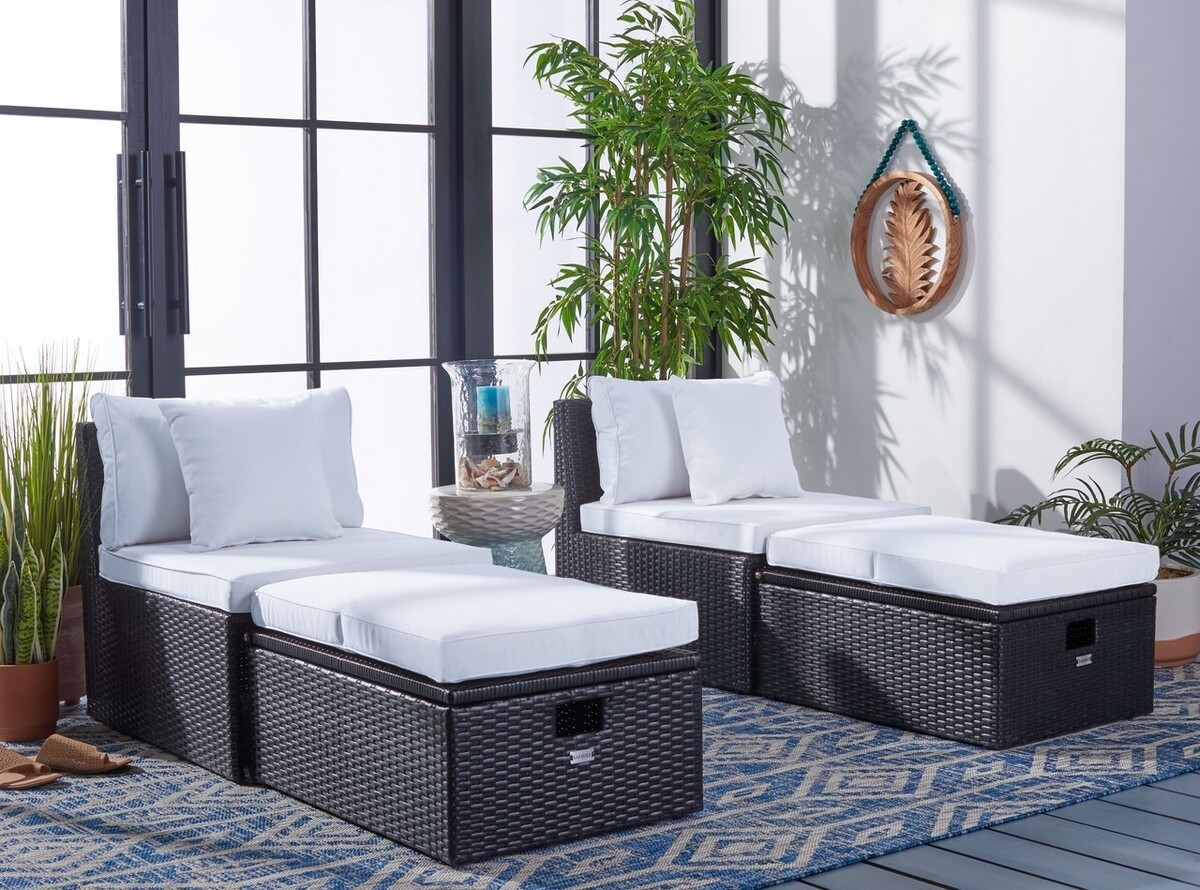 Pramla Outdoor Sette With Otto - Black / Beige - Safavieh - Image 1