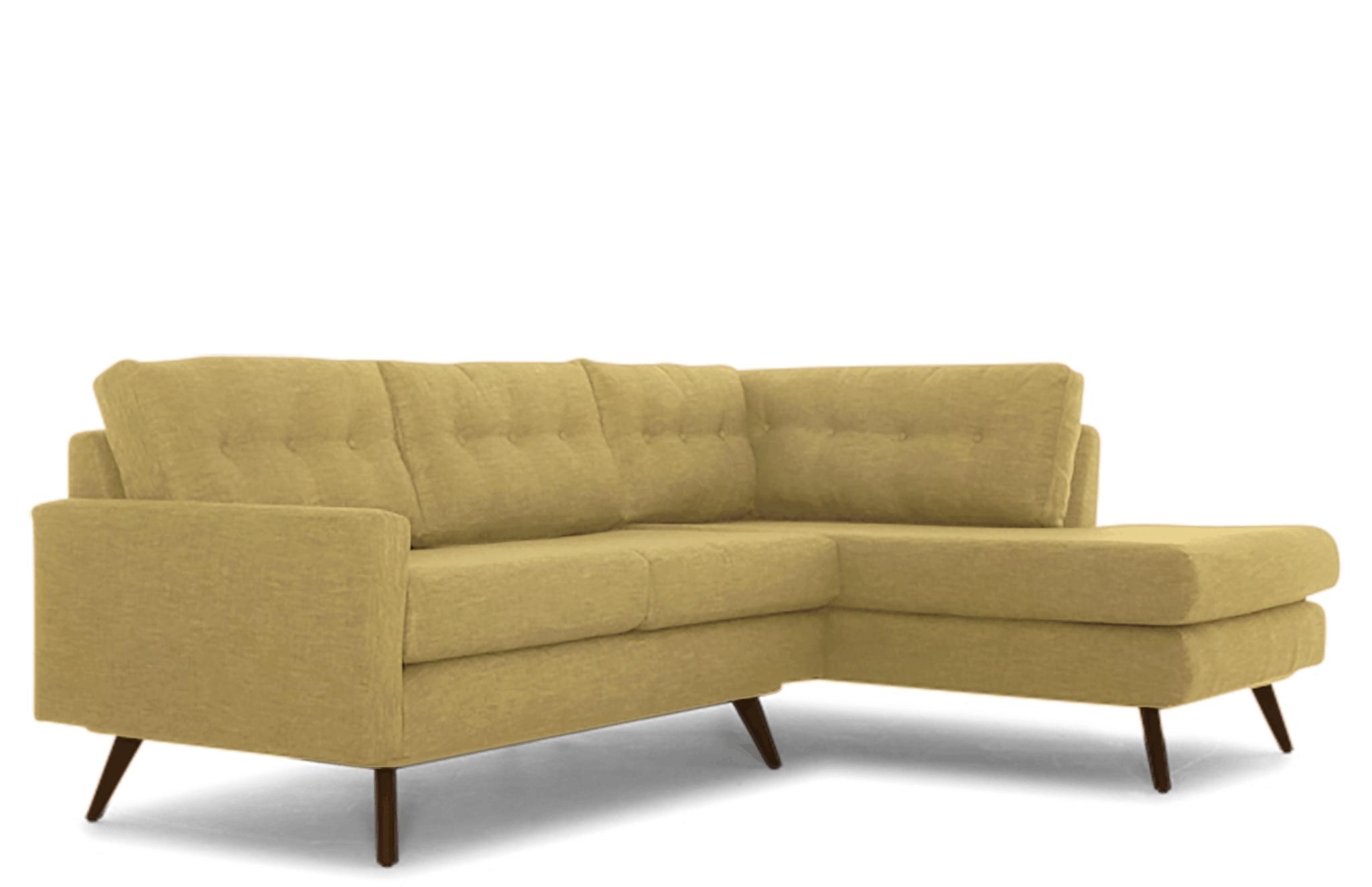 Yellow Hopson Mid Century Modern Apartment Sectional with Bumper - Marin Sunflower - Mocha - Left - Image 1